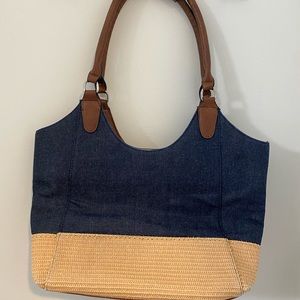 Denim and Straw Pocketbook
